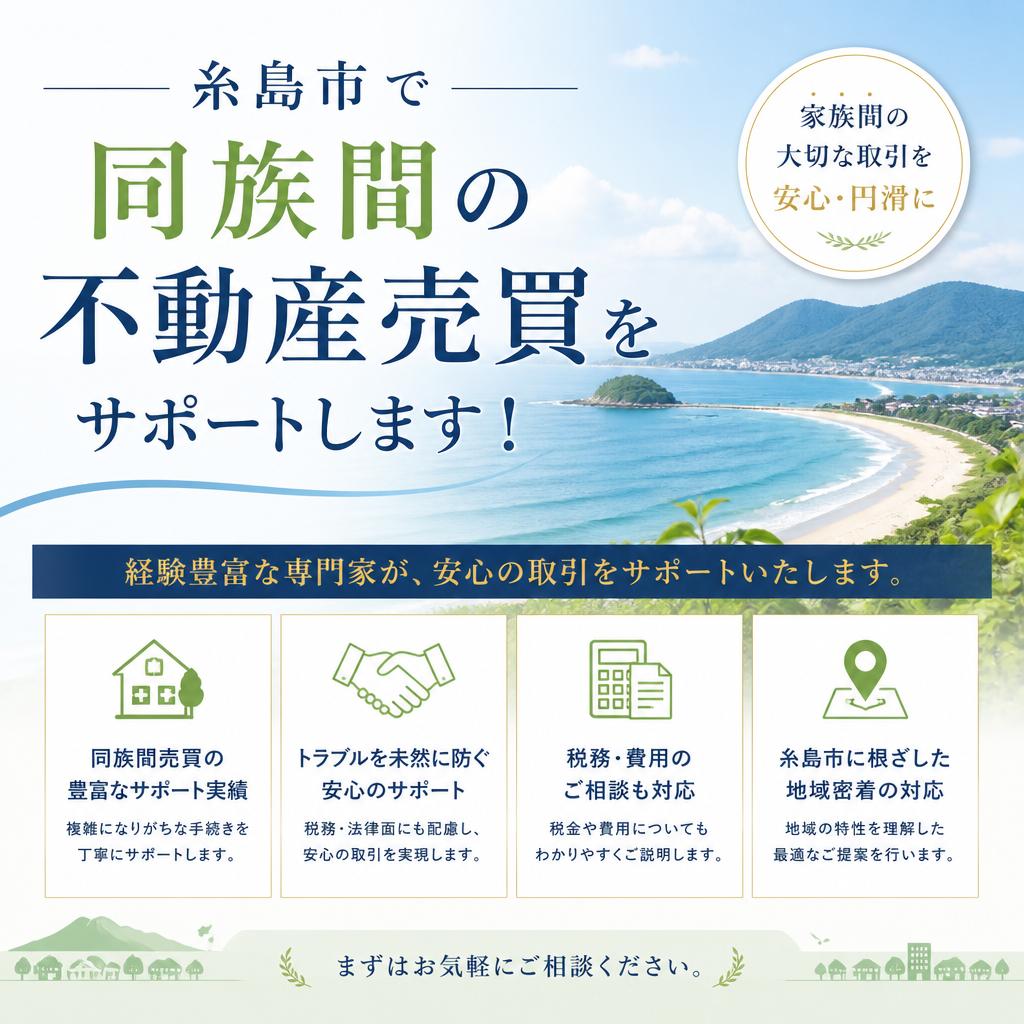 糸島市で同族間の不動産売買をサポートします！